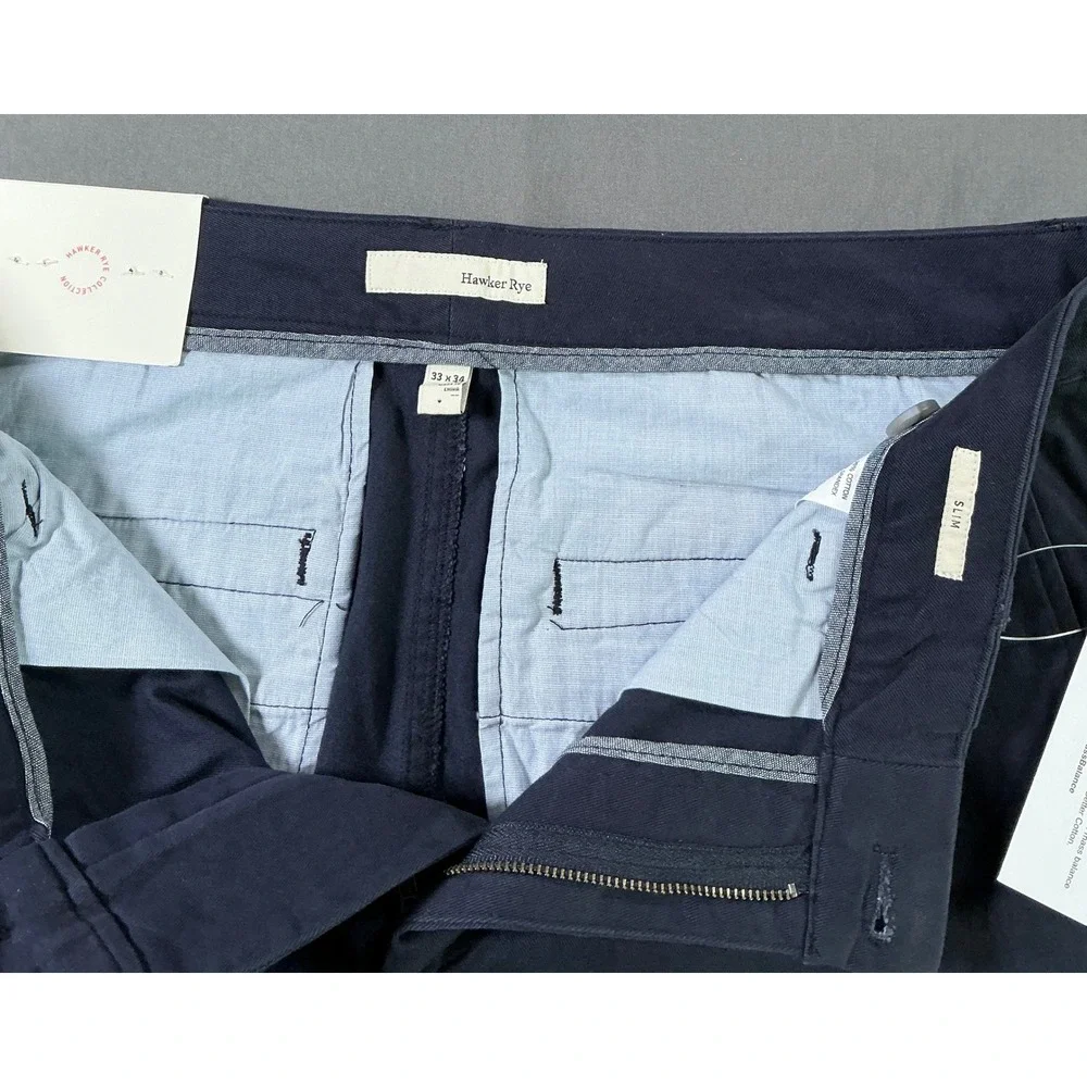 Hawker Rye Mens‎ Slim Fit Chino Pants Navy Blue 33x34 NWT MGW20252-SL